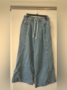 Aerie wide leg pull on draw string jeans
